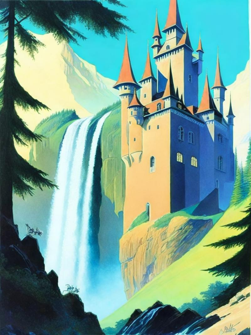 00791-3934807966-a painting of a castle with a waterfall in the foreground and trees in the background by Ralph Bakshi.png